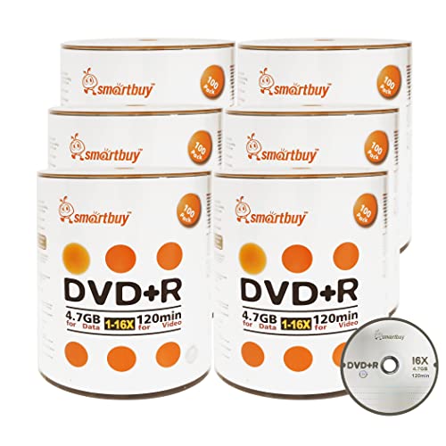 Image of Smartbuy 600-disc 4.7gb /120min 16x DVD+R Logo Top Blank Data Recordable Media Disc