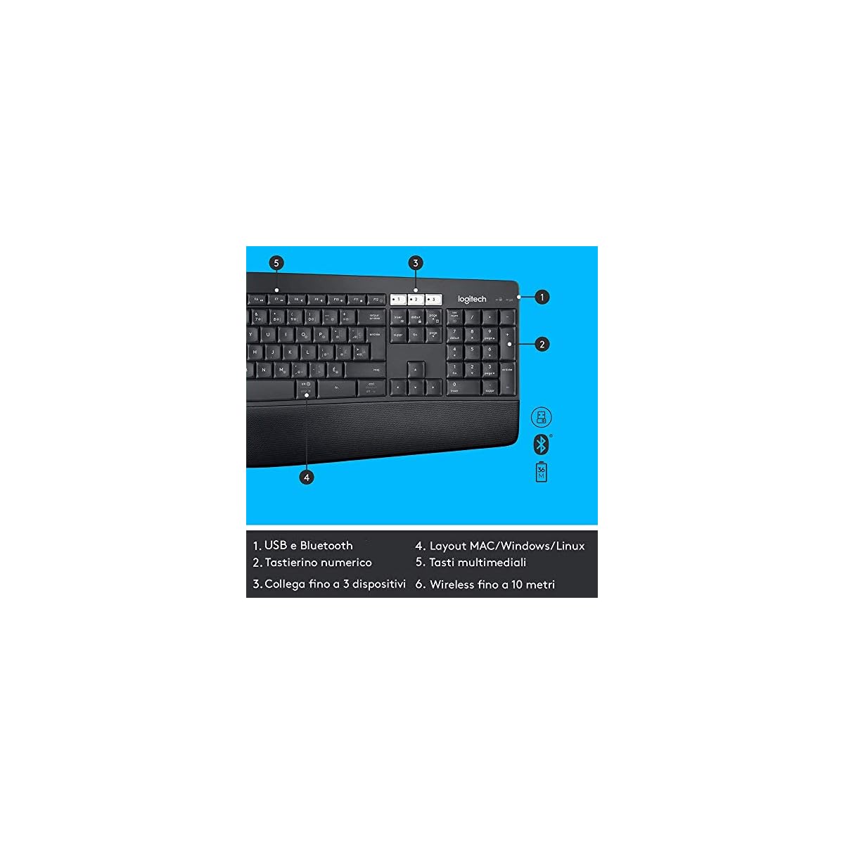 Logitech-MK850-Kit-Tastiera-e-Mouse-Wireless-Multidispositivo-Wireless-e-Bluetooth-24-GHz-12-Tasti-Programmabili-Durata-Batteria-di-3-Anni-PCMac-Layout-Italiano-QWERTY-Nero