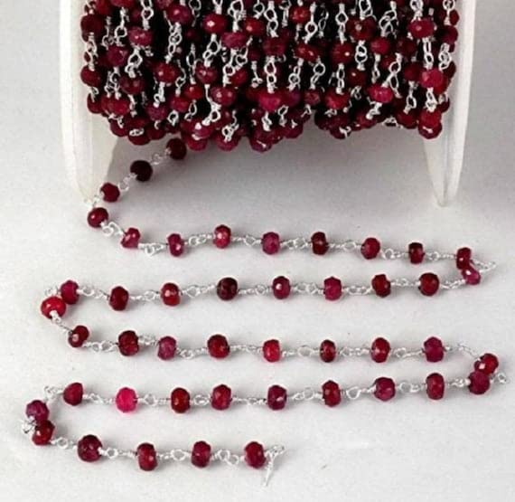 Chaîne rubis 3-4 mm LKBEADS pour créer des bijoux bohèmes faits main