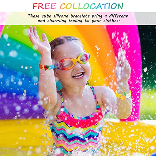 Image of MTLEE 36 Pieces Silicone Wristbands Adjustable Cute Wristbands for Girls Swimming Identify Shoe Birthday Presents, 12 Colors(7 Inch,Classic Color)