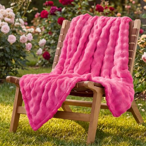 Couverture polaire 3D Lotus Karen 50"x60", rose vif, ultra douce
