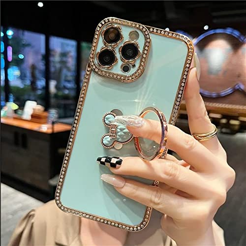 Coque iPhone 14 Pro Max avec support cristal 3D coque de protection vert menthe