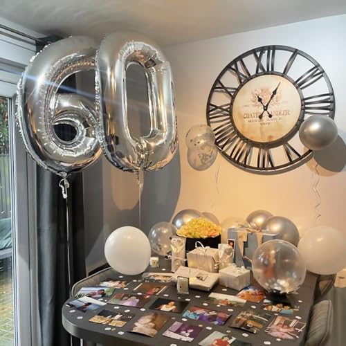 Image of Silver 12th Birthday Balloons for Boys, 40 Inch Mylar Self Inflating 12 Balloon Number, Big Foil 1 and 2 Helium Balloons for Women Girls 21st Birthday Party Decorations Anniversary Decor Supplies