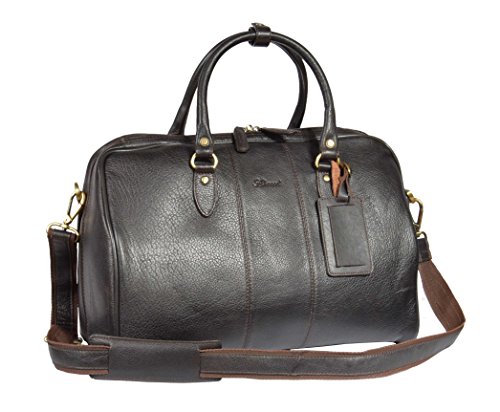 Sac de voyage cabine cuir véritable marron sport gym duffle A21