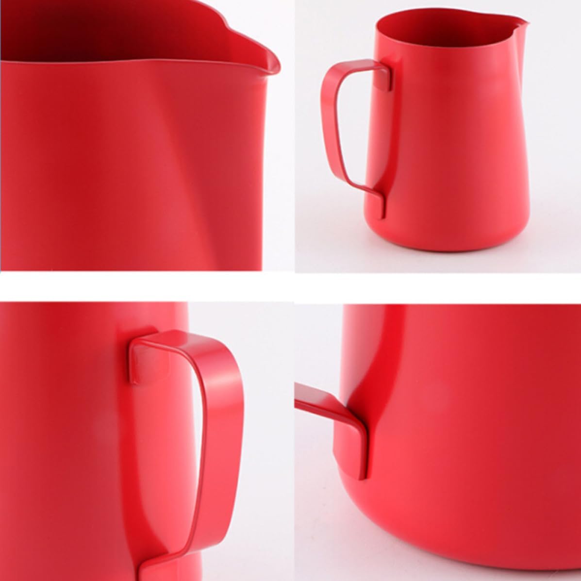 Milk Frothing Pitcher Red 400ml Stainless Steel for Coffee Making