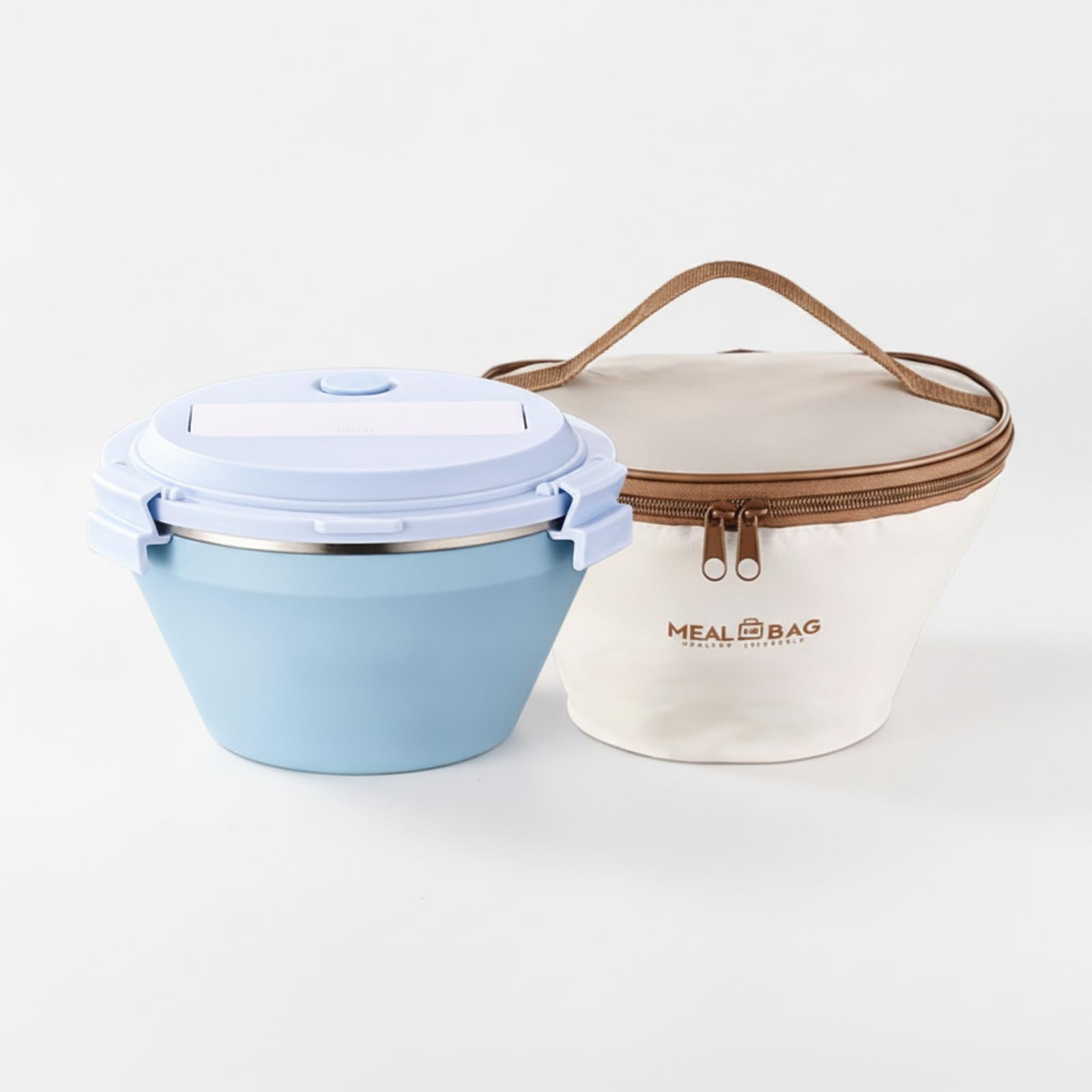 Contenitore Termico Pranzo Bento Box Contenitore Scatola Porta Vivande Doppio Strato per Riso Pasta Insalate Separate Coperchio Bloccabile con Sfiato, Array, Blu