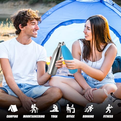 Image of WATERSY Stainless Steel water bottles,17oz /500ml Insulated Water Bottles,Blue metal water bottle Keeps Drink Cold and Hot,BPA Free kids water bottles for School,Gym,Travel,Sports