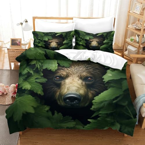 Housse de couette ours en microfibre premium 3D à fermeture éclair - 3