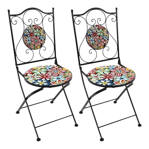 AXI Amélie 2 Chaises Bistrot, Pliantes, Mosaique, Fiesta Flower | Assises Style Bistrot, Chaises De Jardin pour Extérieur/Balcon/Terrasse - 38,5 X 45 X 90 Cm
