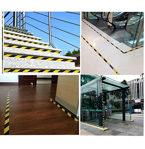 1.9-Inch by 150 Feet Black & Yellow Barricade Caution Tape Hazard Warning Safety Stripe Tape Non-Abrasive Floor Marking Tape for Danger/Hazardous Areas - Thumbnail 2
