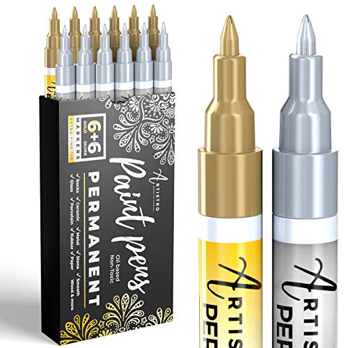 Gold & Silver Paint Pens for Rock Painting, Stone, Metal, Ceramic, Porcelain, Glass, Wood, Fabric, C - //coolthings.us