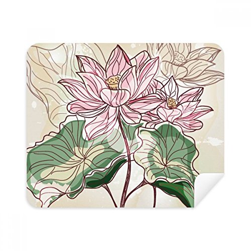Lotus Flower Lotus Root Watercolor Cleaning Cloth Screen Cleaner 2pcs Suede Fabric
