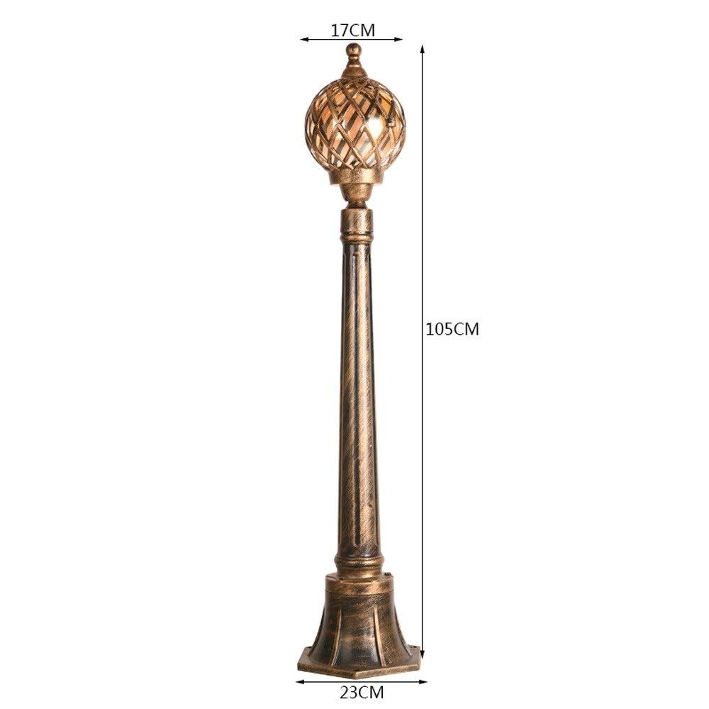 Lampa zewnętrzna, 105 cm, lampa na podwórko, europejska kula, tradycyjna śródziemnomorska szklana kula ze szkła aluminiowego, oświetlenie uliczne na zewnątrz