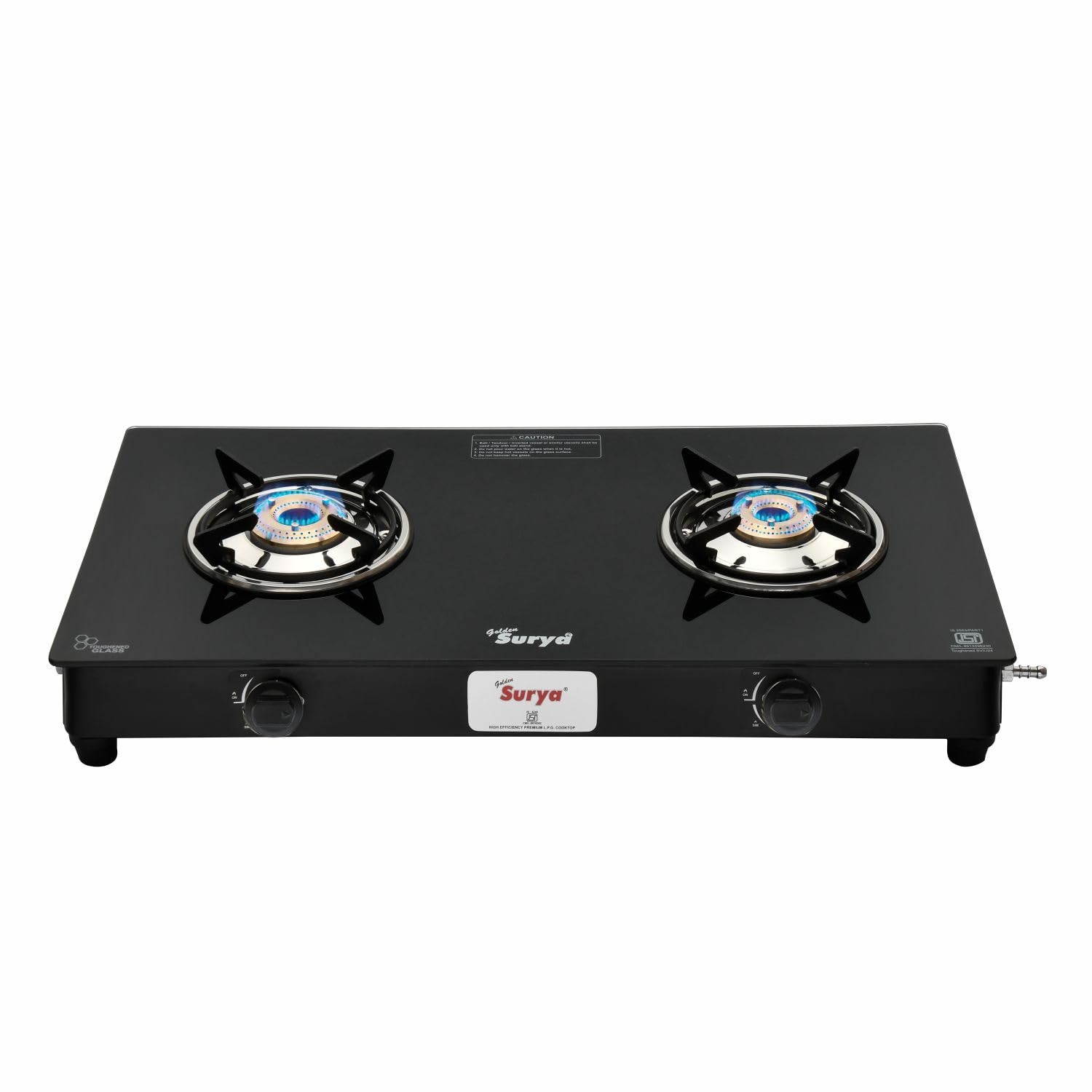 Golden Surya Gas Stove 2 Burners Burner Black Manual Ignition Toughened Glass Top Gas Stove, 18 Months Warranty (ISI Certified) (CXJ-22 MS)-image-24