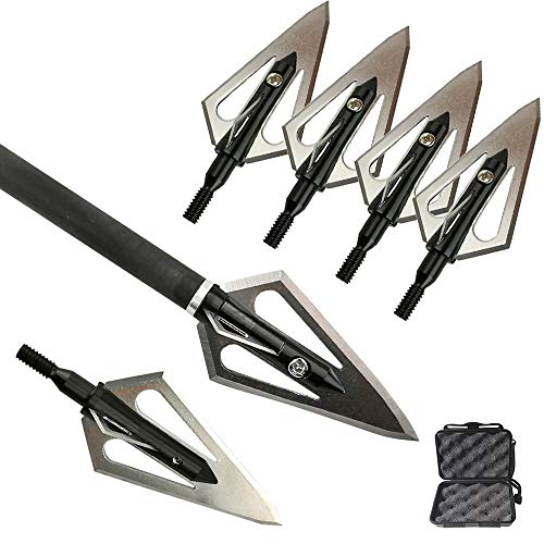 Milaem Archery Broadheads 100Grain Hunting Arrowheads Metal Arrow Tips for Crossbow and Compound Bow Arrows (Silver, Pack of 6)