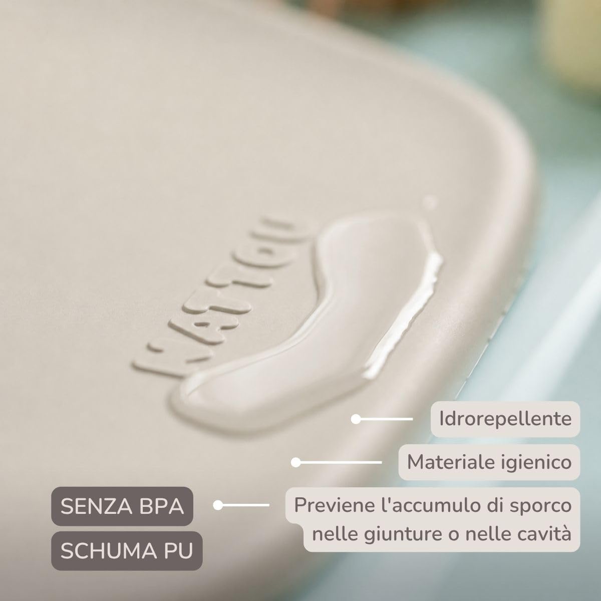 Nattou Fasciatoio in Morbida Schiuma PU, Fasciatoio Lavabile, Circa 50 x 70 cm, Softy, Colore Argilla