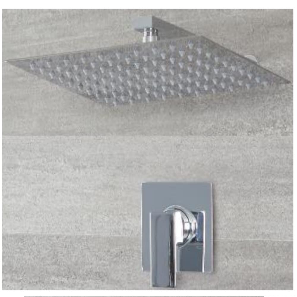 Milano Arvo Manual Mixer Valve 300Mm Wall Mounted Square Rainfall Shower Head - Chrome