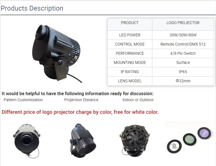 80W Restaurant Commercial Advertising Customized Logo Outdoor IP 65 Static GOBO Projector Christmas Projector Lights Ceremoney Holiday Light Projector with Colorful Pattern Lens