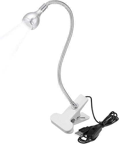 Lámpara LED de escritorio con clip, cuello de cisne flexible 360 y abrazadera de lectura, luz nocturna con clip para escritorio, cama, cabecero y AA