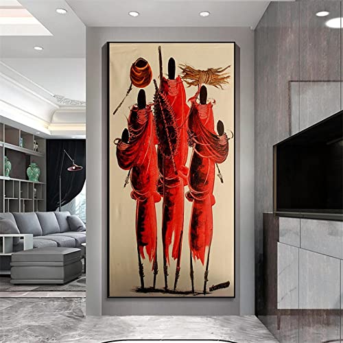 Peinture 30x60cm Sans Cadre theme famille africaine pour une decoration interieure unie