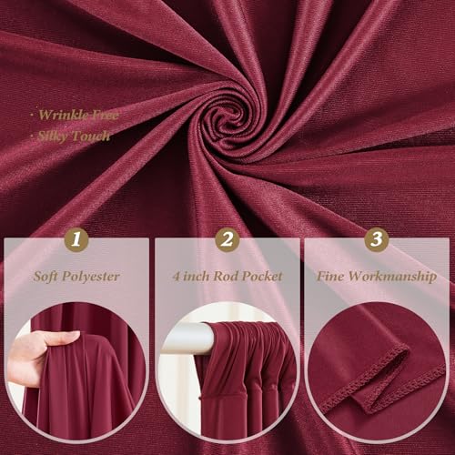 Image of 20x12 FT Burgundy Backdrop Curtain for Parties Wrinkle Free Photo Backdrop Curtains Polyester Wedding Back Drop Cloth Background for Birthday Photography Portraits Pet Photoshoot Prom Decoration