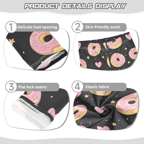 Wusikd Doughnuts Girls' Leggings Toddler Doodles Pink Hearts Stars Kids Yoga Pants Dance Active Tights 4T3