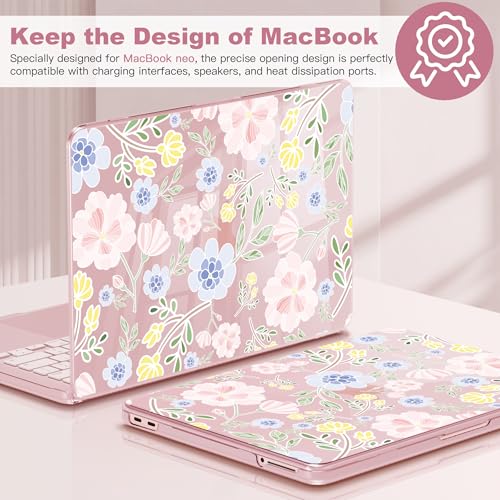 Funda MacBook Neo 13 2026 rosa protectora de plástico duro con accesorios 4