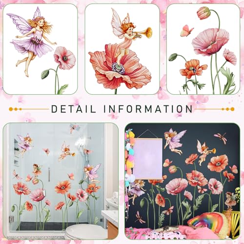 Vinilos Decorativos Flores Rosas con Hadas y Mariposas miniatura 4