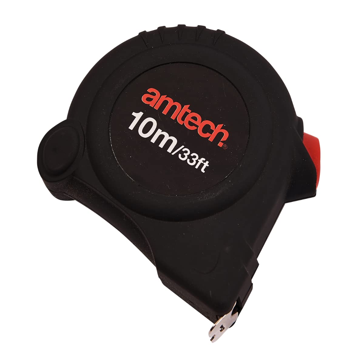 Amtech 10m Self Locking Measuring Tape, 25mm Blade with Slide Button and Belt Clip, Ideal for Trade, Surveying and Large-Scale Measuring Tasks.