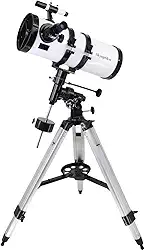 Telescópio astronômico Newtionan refletor de 1400 x 150 mm de alta potência, montagem equatorial, estrela, planeta, lua, Saturno, Júpiter