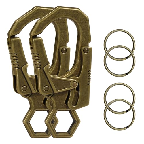Image of Ahiller Double Locking Carabiner Clip - Zinc Alloy Mens Keychain for Keys | Unisex,Dual Press Double Lock, Anti Misopening,Heavy Duty,Suitable for Car Keys,Belt,Backpack,Hiking,Riding,Outdoor Camping