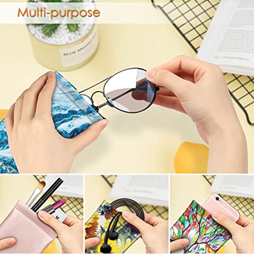 Image of FINTIE Soft Eyeglasses Case with Cleaning Cloth, Portable Squeeze Top Vegan Leather Glasses Pouch, Sunglasses Eyewear Bag