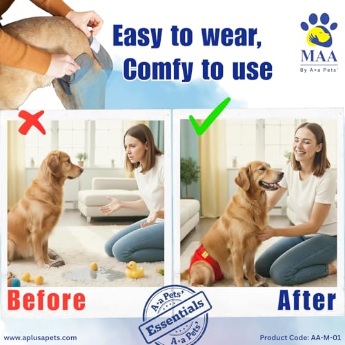 Image of A+a Pets' Cotton Dog Diapers | Underwear Panty | Stretchable Comfortable Washable and Reusable (S, Blue)