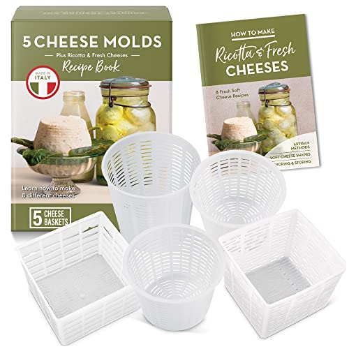 Easy Cheesemaking Set with 5 Cheese Molds and Book