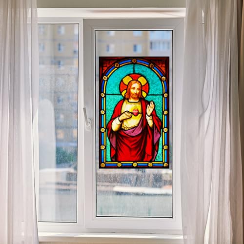 Película para ventana Sacred Heart of Jesus 10.6"x17" miniatura 3