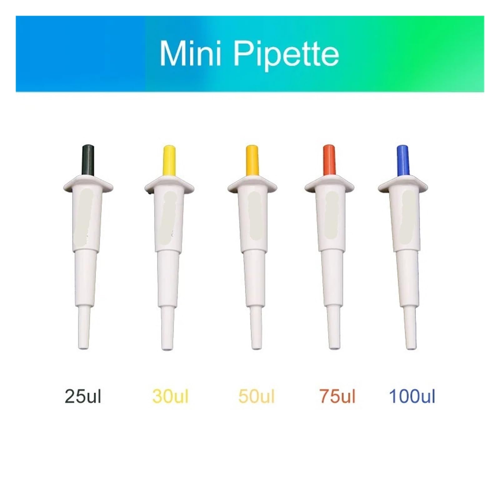 Pipeta 5 Uds Mini Pipeta De Laboratorio 10-200ul Equipo Micropipeta Manual Volumen Fijo Un Solo Canal para laboratorio(25ul)