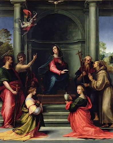 Cuadro cuadro sobre lienzo la Anunciación de Fra Bartolommeo 60x90cm decorativo