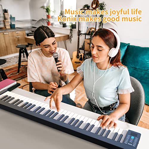 Konix Electric Keyboard Piano 61 Full Size Key Portable Touch Sensitive Keyboard Piano For Beginners Kids, Travel Electronic Piano Keyboard With Bluetooth Midi, Touch Response #TOP5
