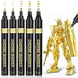 5 Liquid Gold Paint Pens for Art, Mirror Chorme Marker,...