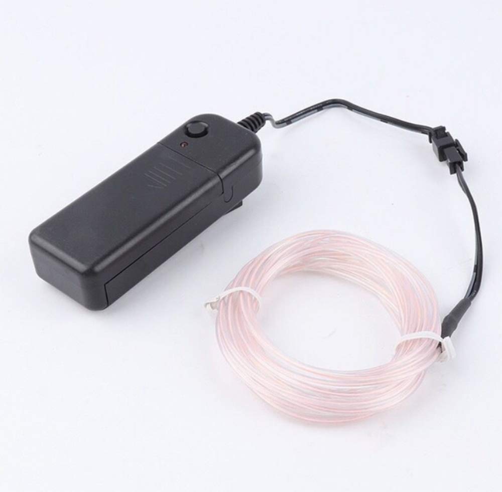 Amicc Portable Neon Light El Wire with Battery Pack Neon Glowing Strobing Electroluminescent Wire for Parties, Halloween Decoration (White, 5m 15ft)