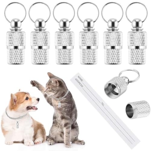 HABNI 6 Stück Personalisierte Adressanhänger Für Hunde Katzen, Hundehalsbandanhänger Mit Schlüsselring, Wasserdichte Haustiere Hunde Katzen Zubehör, Adresskapsel Für Haustiere, Katzen, Hunde HABNI 6 Stück Personalisierte Adressanhänger Für Hunde Katzen, Hundehalsbandanhänger Mit Schlüsselring, Wasserdichte Haustiere Hunde Katzen Zubehör, Adresskapsel Für Haustiere, Katzen, Hunde