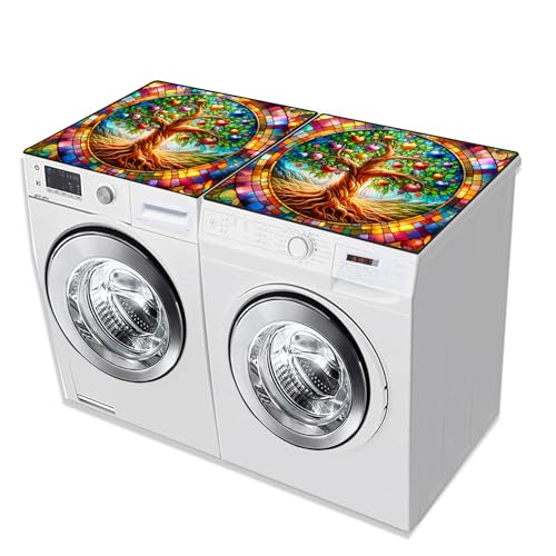 2 Pcs Washer And Dryer Covers For The Top 25.6 * 23.6 Inchesdryer Top Protector Mat Anti-Slip Washing Machine Cover Fits Most Washers And Dryers