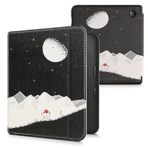 kwmobile Case Compatible with Kobo Libra 2 – Case PU e-Reader Cover – Starry Sky Poppy White/Red/Black