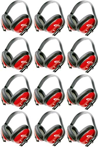 Flash Deals - 80% OFF Califone HS40 Hearing Safe Hearing Protector, Rugged Polypropylene Headstrap, Adjustable Headband, ABS Plastic Earcups Designed for High-use Settings, Bright Red Safety Color, Pack of 12