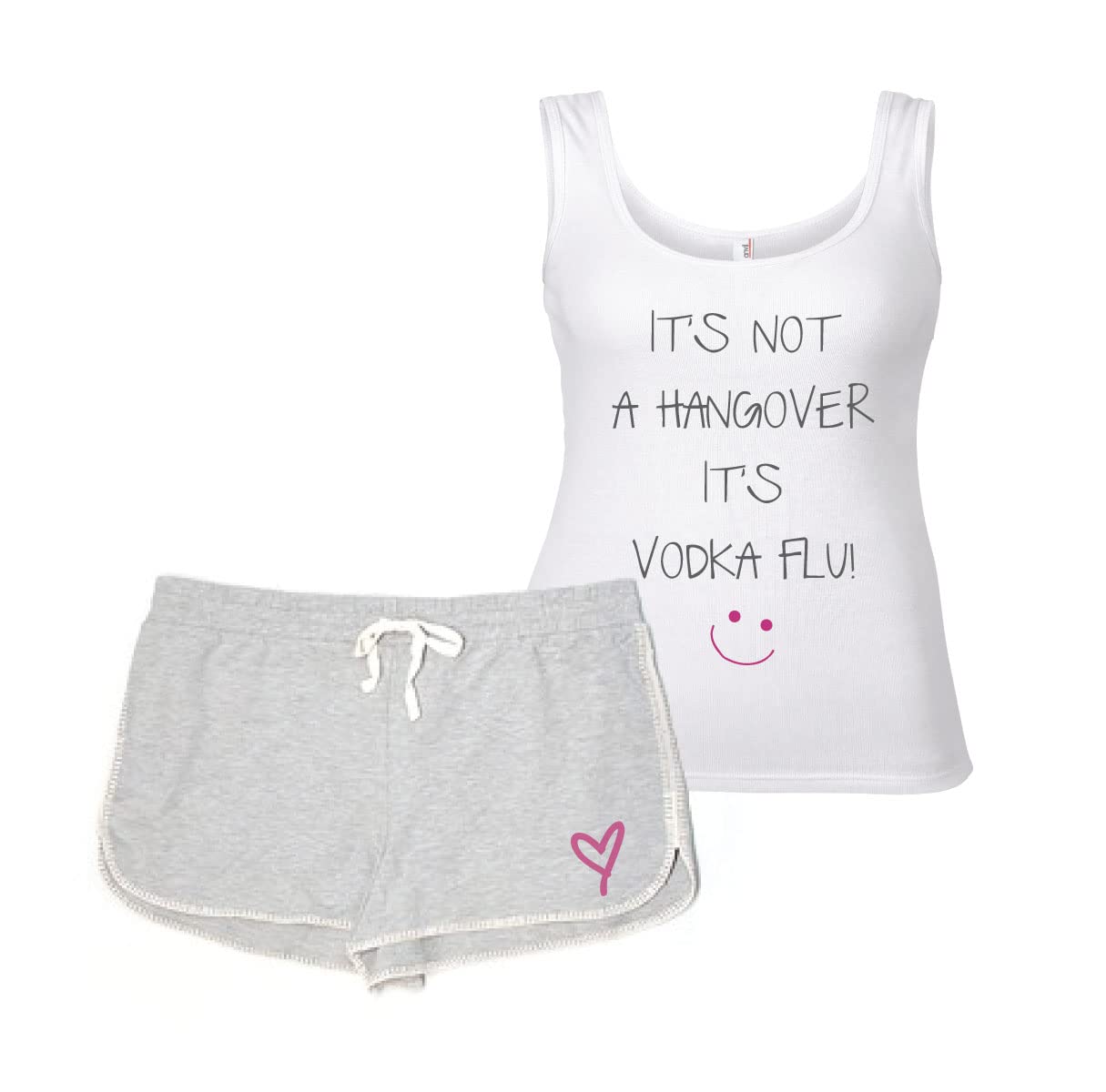 60 Second Makeover Women's Grey Limited It's Not A Hangover It's Vodka Flu Cotton Pyjamas For Pjs For Sets Alcohol Gifts Pajamas Loungewear Lounge Wear And White - Small