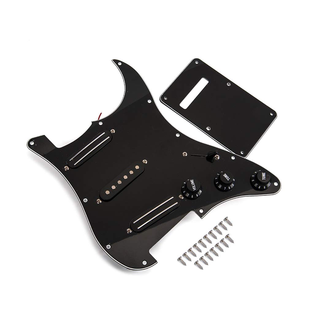 Alnicov Pickup SSS Dual Rail a 3 strati neri Caricati battipenna precablati per chitarra elettrica a 11 fori, neri