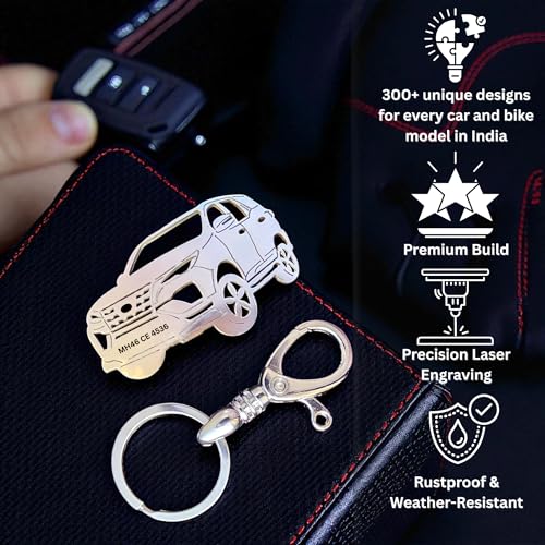 Image of Premium Stainless Steel Car Keychain | Personalized Custom Name Keyring | Stylish Car Shape Metal Key Holder made for Toyota Fortuner, Legender, Innova Crysta, Hycross, urban cruiser hyryder