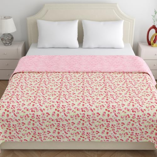 Image of Home Ecstasy 100% Cotton Mulmul Reversible Dohar for Double Bed 210 GSM (86 x 88 inches), Pink