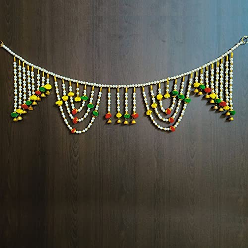 Image of Handmade Door Hanging Round Moti Style Bandarwal Toran (TMR-09) -Diwali New Year Inauguration Wedding Festival Home Decor Pooja (40 Inch X 6 Inch)