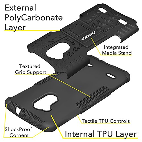 Image of Amzer AMZ202119 Slim Shockproof Hybrid Warrior Phone Case for ZTE Blade V6 Plus (Black)